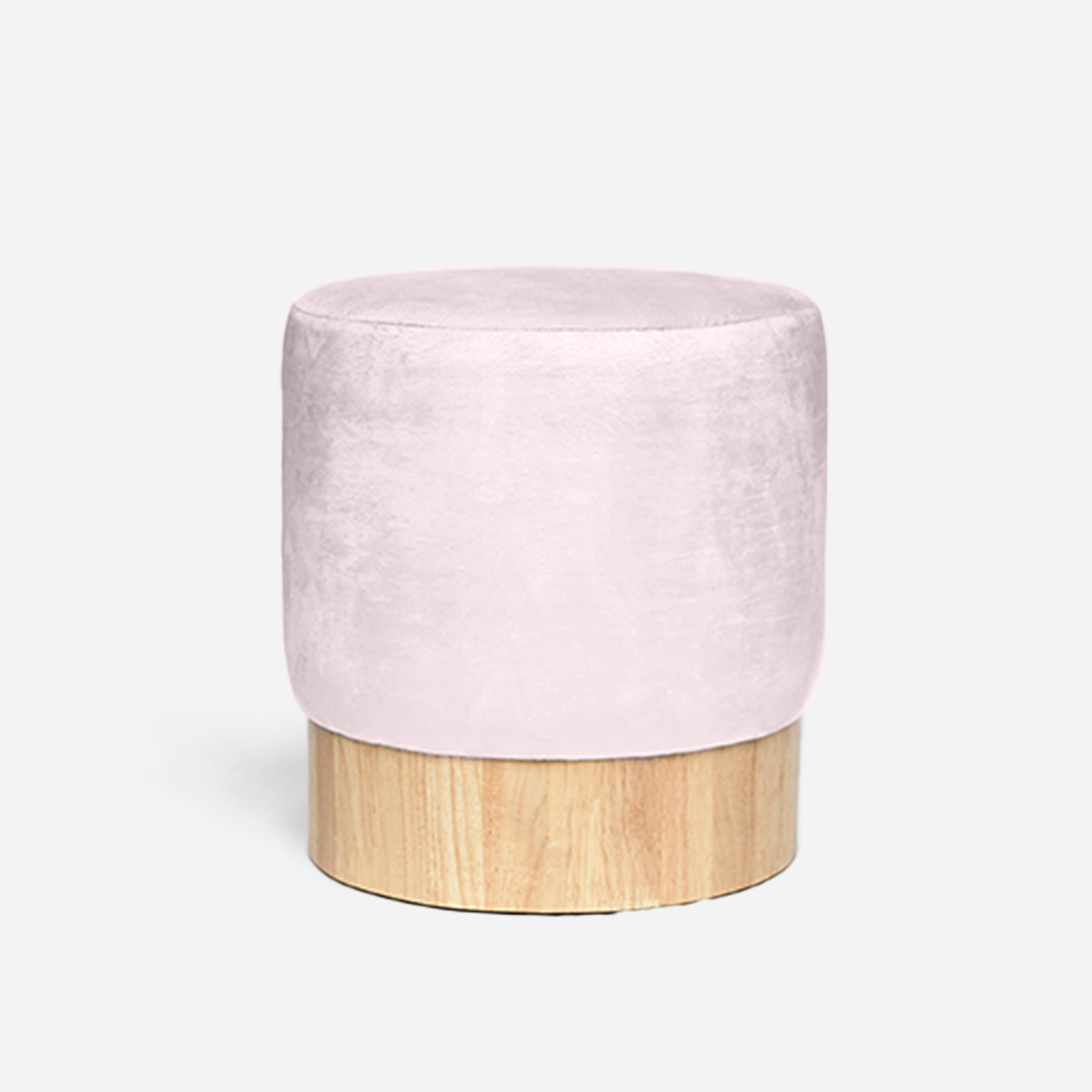 Round Pouf Wood in Baby Pink (Pre-Order)